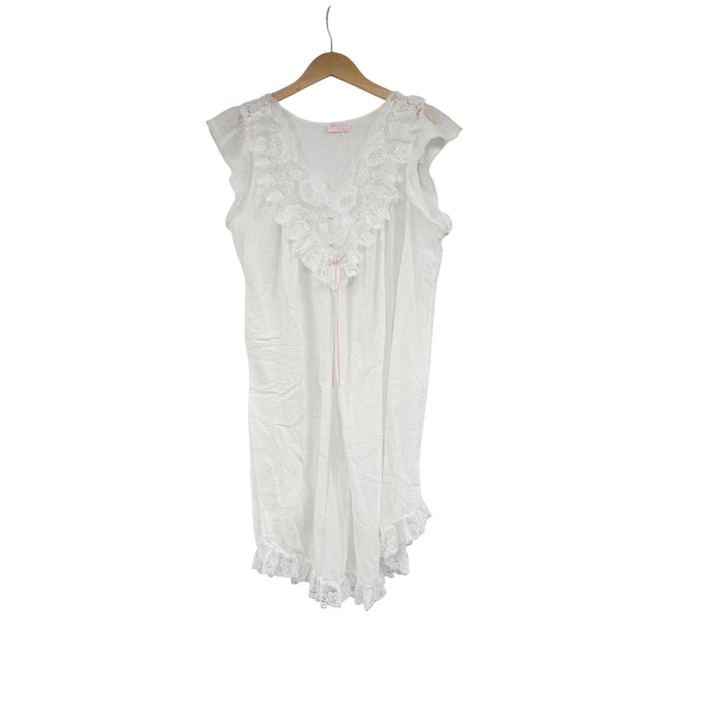 Vintage Archdale Lingerie White Lace Ruffle Nightgown Womens Large? READ FLAW